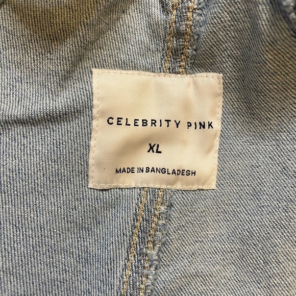 Celebrity Pink size XL light wash distressed overalls - Picture 6 of 6
